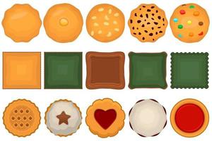 grande conjunto de biscoito caseiro gosto diferente em biscoito de confeitaria vetor