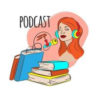 livro podcast ouvindo jogador Internet vetor ilustração