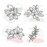 abstrato linha flores floral clipart vetor ilustração conjunto