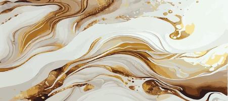 mármore panorâmico textura, branco ouro colori mármore superfície, curvado linhas, brilhante abstrato fundo Projeto - vetor