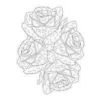 rosa flor coloração página e livro mão desenhado linha arte ilustração lindo flor Preto e branco desenhando vetor