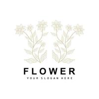 simples botânico folha e flor logotipo, vetor natural linha estilo, decoração projeto, bandeira, folheto, Casamento convite, e produtos branding