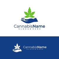 cannabis Cuidado logotipo vetor modelo. criativo cannabis logotipo Projeto conceitos