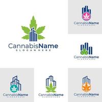 conjunto do cidade cannabis logotipo vetor modelo. criativo cannabis logotipo Projeto conceitos