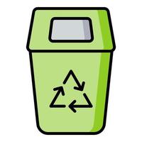 verde bin linha ícone. lixo reciclar. vetor