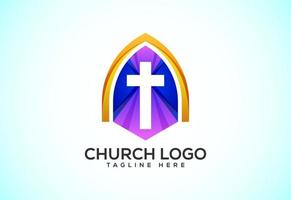 Igreja colorida logotipo. cristão placa símbolos. a Cruz do Jesus vetor