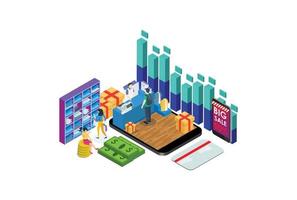 estilo de vida de pagamento eletrônico sem dinheiro inteligente isométrico moderno, adequado para diagramas, infográficos, ilustração e outros ativos relacionados a gráficos vetor