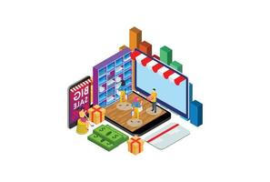 ilustração de entrega de compras on-line de comércio eletrônico digital isométrica, adequada para diagramas, infográficos, ilustração de livro, ativo de jogo e outros ativos gráficos relacionados vetor