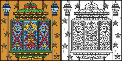 Ramadã lanterna mandala coloração página ilustração vetor