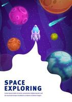 espaço aterrissagem página galáxia explorando vetor poster