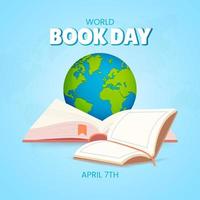feliz mundo livro dia abril 22º com livros e globo ilustração vetor