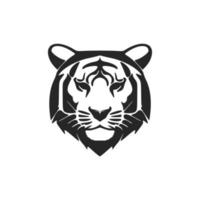 uma chique simples Preto branco vetor logotipo tigre. isolado em uma branco fundo.