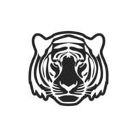 requintado simples Preto branco logotipo tigre. isolado em uma branco fundo. vetor