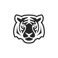 a requintado Preto branco vetor logotipo é uma tigre. isolado em uma branco fundo.