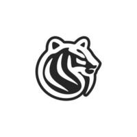 requintado simples Preto branco logotipo tigre. isolado. vetor