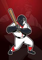 logotipo de mascote gorila beisebol vetor