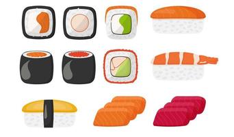 ásia Comida definir. Sushi coleção. vetor ilustração.