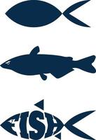 peixe carta logotipo e forma logotipo. peixe carta com logotipo Projeto ilustração. isolado em Preto fundo. peixe abstrato ícone Projeto logotipo modelo vetor