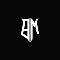 bm monograma carta logotipo fita com escudo estilo isolado em Preto fundo vetor