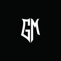 gm monograma carta logotipo fita com escudo estilo isolado em Preto fundo vetor