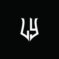 Fita de logotipo de carta de monograma ly com estilo de escudo isolado em fundo preto vetor
