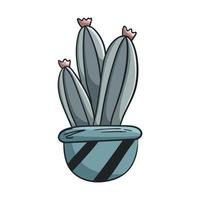 ilustração em vetor doodle de planta em casa, cacto em uma panela.