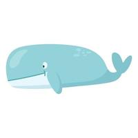 alegre desenho animado azul baleia, vetor isolado ilustração.