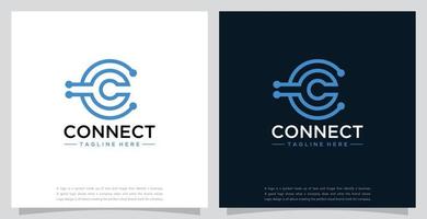 vetor carta c conectar tecnologia moderno logotipo