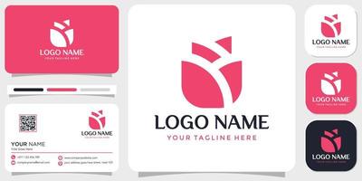 vetor abstrato rosa logotipo ou logótipo para florista com o negócio cartão modelo