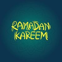 Ramadã kareem vetor letras e caligrafia ilustração para islâmico feriado fundo, cumprimento cartão, calendário, poster, bandeira, social meios de comunicação modelo. mão desenhado tipografia com lua e mesquita.