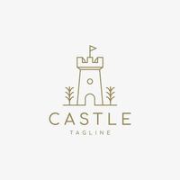 castelo logotipo Projeto modelo. castelo torre vetor linha arte.