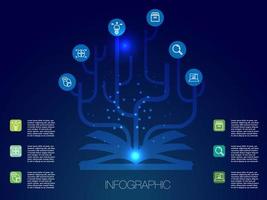 6 informações infográfico luz livro forma azul fundo iluminação vetor