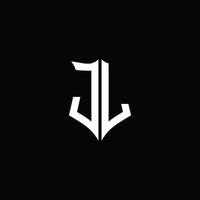Fita de logotipo de carta de monograma jl com estilo de escudo isolado em fundo preto vetor
