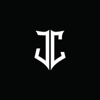 Fita do logotipo da carta do monograma jc com estilo de escudo isolado no fundo preto vetor