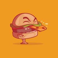 louco hambúrguer personagem com língua para fora vetor ilustração. comida, engraçado, louco Projeto conceito.