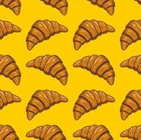 amarelo desatado vetor fundo com fresco delicioso croissants