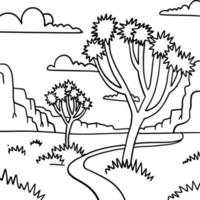quadrado coloração página - Preto linear mão desenhado Joshua árvore . minimalista linha arte do Arizona panorama. deserto vibrações linha arte imprimir. vetor linha ilustração do americano sudoeste.