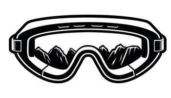 óculos de montanha de esqui design preto e branco vetor
