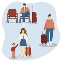 viajando pessoas, pessoas às a aeroporto, família férias, Prêmio vetor