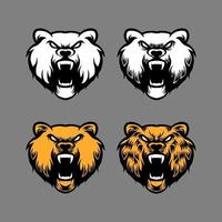 conjunto de mascotes com cabeça de urso vetor