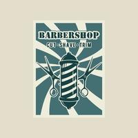 barbeiro fazer compras retro vetor poster ilustração modelo gráfico Projeto. barbearia tesoura bandeira para o negócio com vintage estilo