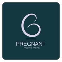 grávida mulher logotipo Projeto ilustração ícone modelo vetor , abstrato minimalista simples, para parto, maternidade clínica, grávida moda, grávida fotos com moderno conceitos