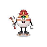 desenho animado mascote do macarrão tigela bombeiro vetor