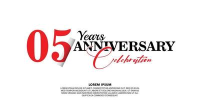05 ano aniversário celebração logotipo vetor Projeto com vermelho e Preto cor em branco fundo abstrato