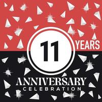 a comemorar 11º anos aniversário logotipo Projeto com vermelho e Preto fundo vetor