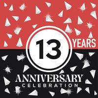 a comemorar 13º anos aniversário logotipo Projeto com vermelho e Preto fundo vetor