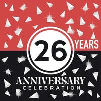 a comemorar Dia 26 anos aniversário logotipo Projeto com vermelho e Preto fundo
