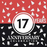 a comemorar Dia 17 anos aniversário logotipo Projeto com vermelho e Preto fundo