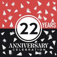 a comemorar 22º anos aniversário logotipo Projeto com vermelho e Preto fundo vetor