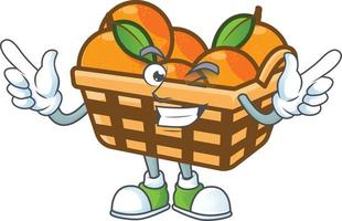 cesta laranjas desenho animado personagem estilo vetor
